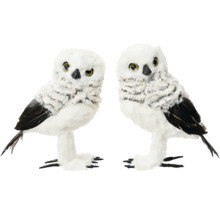 Dve dekoratívne biele sovie figúrky