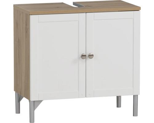 Skrinka pod umývadlo s dvomi dvierkami a kovovými úchytmi