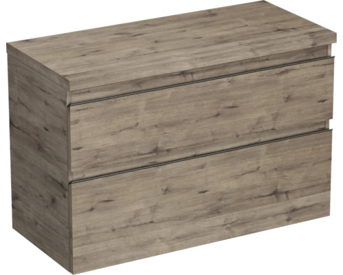 Skrinka pod umývadlo Jungborn TRENTA dub wellington 96,7 x 64,6 x 44,5 cm Skrinka pod umývadlo s dvoma zásuvkami vo vzhľade dreva