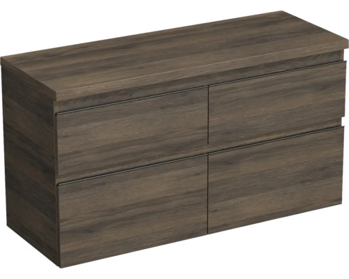 Skrinka pod umývadlo Jungborn TRENTA dub tabak gladstone 116,7 x 64,6 x 44,5 cm Skrinka pod umývadlo so štyrmi zásuvkami vo vzhľade dreva