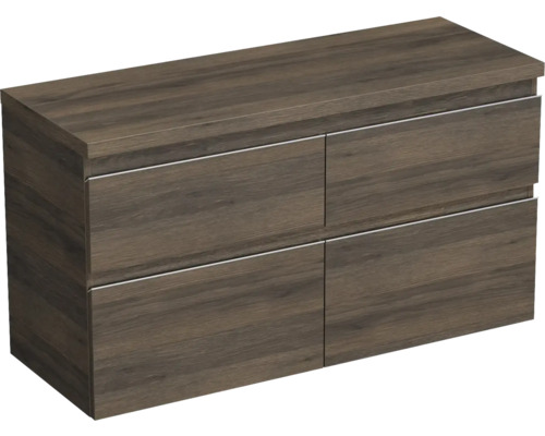 Skrinka pod umývadlo Jungborn TRENTA dub tabak gladstone 116,7 x 64,6 x 44,5 cm Skrinka pod umývadlo so štyrmi zásuvkami vo vzhľade dreva