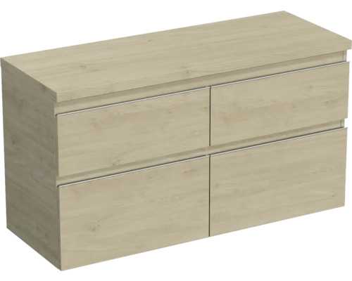 Skrinka pod umývadlo Jungborn TRENTA dub kendal prírodný 116,7 x 64,6 x 44,5 cm Skrinka pod umývadlo so štyrmi zásuvkami