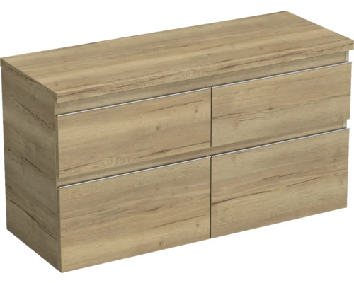 Skrinka pod umývadlo Jungborn TRENTA dub halifax prírodný 116,7 x 64,6 x 44,5 cm Skrinka pod umývadlo so štyrmi zásuvkami vo vzhľade dreva