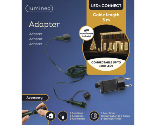 Adaptér LED svetelnej reťaze s káblom s dĺžkou 5 metrov