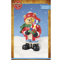 Dekoratívna figúrka Macko s darčekmi a zimným oblečením