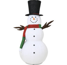 Dekoratívny snehuliak s cylindrom a šálom na vianočné obdobie