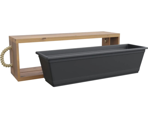 Kvetináč s dreveným rámom a povrazovými rúčkami