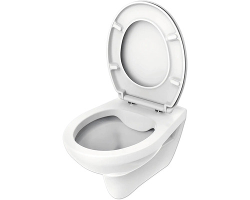 Závesné WC s otvoreným splachovacím okrajom a WC sedadlom