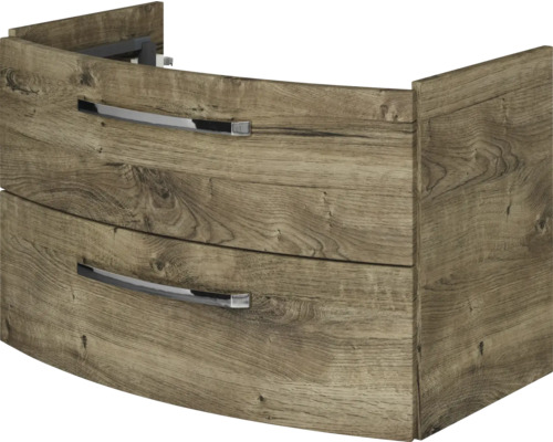 Kúpeľňová skrinka pod umývadlo Jungborn VENTITRE dub ribbeck 80 x 49,2 x 43 cm Skrinka pod umývadlo s dvomi zásuvkami a dreveným dekorom
