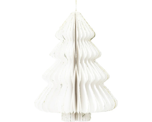 Vianočná dekorácia závesný stromček papierový Ø15 x 20 cm biely Dekoratívny papierový vianočný stromček na zavesenie