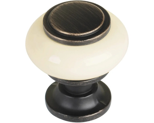 Úchytka na nábytok Alta Ø 31 mm, porcelán antik meď, 4 ks Nábytkový gombík z keramiky a kovu