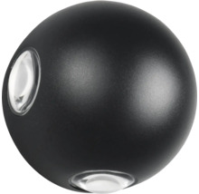 Čierne guľové nástenné svietidlo s dvoma svetelnými výstupmi