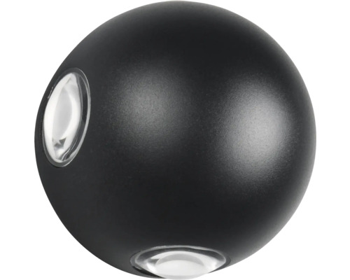 Čierne guľové nástenné svietidlo s dvoma svetelnými výstupmi