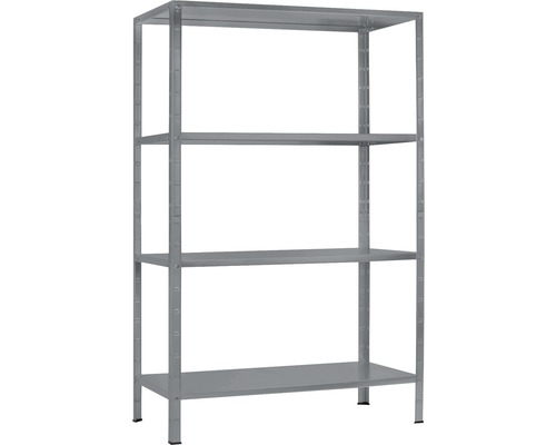 Kovový regál Schulte R7101-04-09 1900x1000x400 mm, 4 police, nosnosť 260 kg, granit Sivý kovový regál s piatimi úrovňami