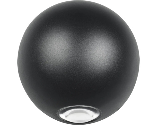 Čierne guľové vonkajšie nástenné svietidlo