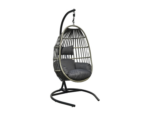 Závesné kreslo s rámom a vankúšmi