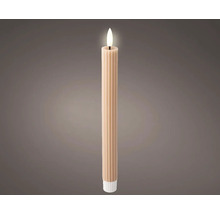 Dekoratívna LED sviečka s vrúbkovaným vzorom a bielou základňou