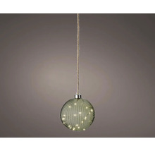 Dekoratívna sklenená guľa s LED osvetlením a jutovým lanovým závesom