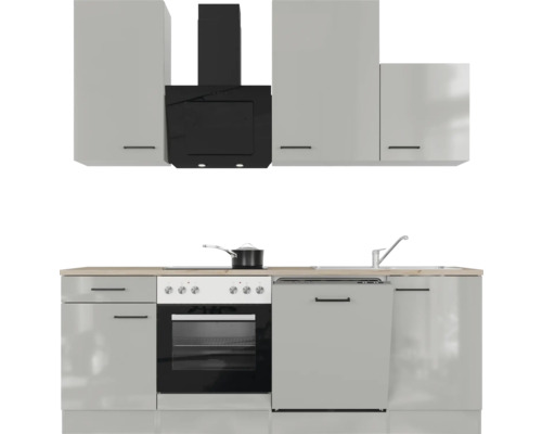 Kuchynská linka s drezom, sporákom, digestorom a skrinkami