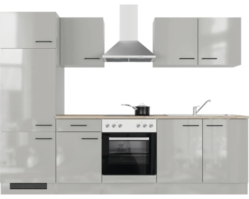 Kuchynská linka so skrinkami, drezom, sporákom a odsávačom pár