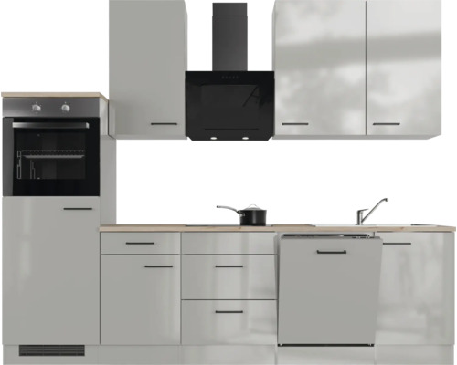 Kuchynská linka s drezom, sporákom, digestorom a skrinkami