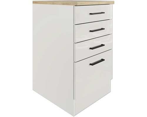 Skrinka so štyrmi zásuvkami a drevenou doskou