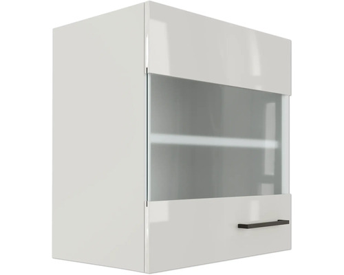 Závesná skrinka so sklenenými dvierkami a úchytkou