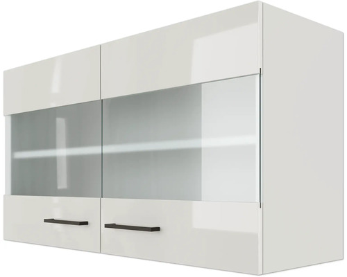 Závesná skrinka s presklenými dvierkami a úchytmi