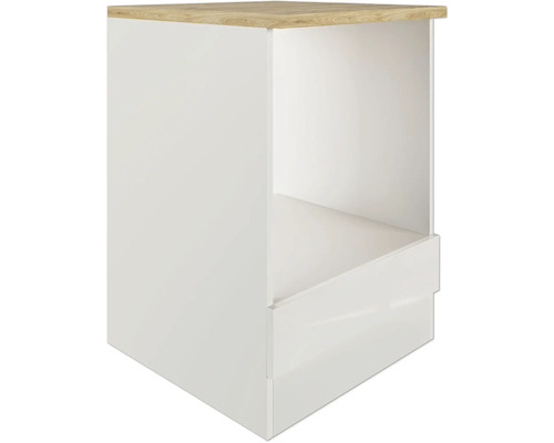 Biely nočný stolík s drevenou doskou