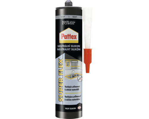 Neutrálny silikón sivý 280 ml Pattex Super Flex Profi silikónová kartuša