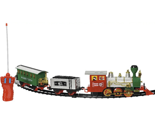 Hračka vláčik s lokomotívou, vagónmi a diaľkovým ovládaním