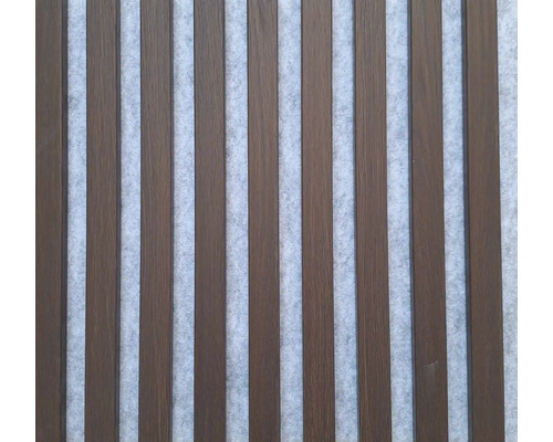 Akustický panel MDF dub verona, sivý filc 20 x 420 x 2600 mm Drevený panel s vertikálnymi lamelami na dekoráciu stien