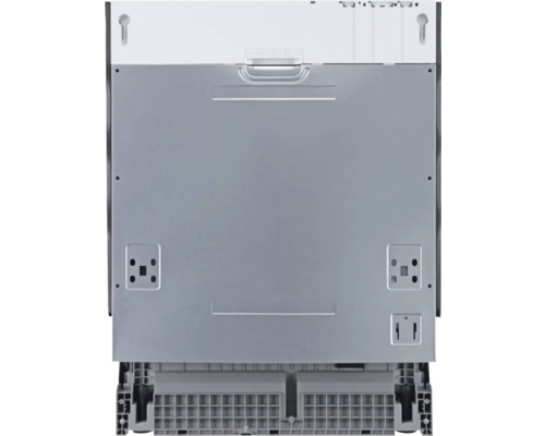 Pohľad zozadu na umývačku riadu na ilustráciu pripojení a montážnych bodov.