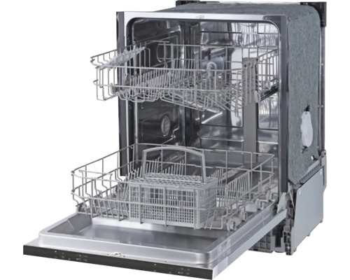 Otvorená umývačka riadu s vnútorným priestorom a košmi na riad