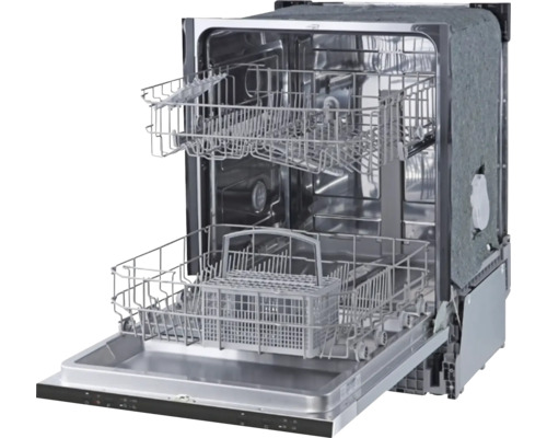 Otvorená umývačka riadu s dvoma košmi a košíkom na príbory