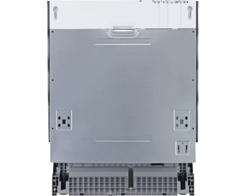 Pohľad zozadu na umývačku riadu s detailmi o prípojkách a montážnych bodoch