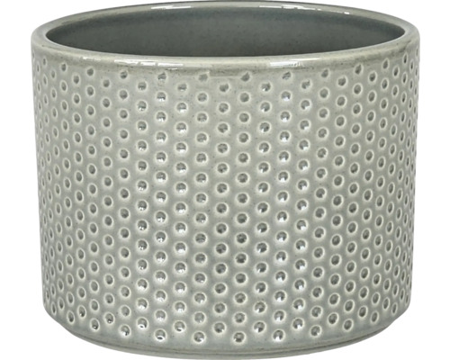 Obal na kvetináč keramický Dickob Pillar Spot Ø 13,6 x 11,8 cm lesklý sivo-zelený Keramický valcový kvetináč s bodkovaným vzorom