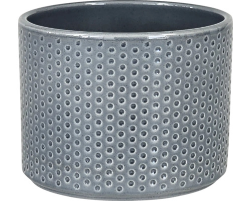 Obal na kvetináč keramický Dickob Pillar Spot Ø 13,6 x 11,8 cm lesklý sivo-čierny Dekoratívny okrúhly kvetináč s dierkovaným vzorom
