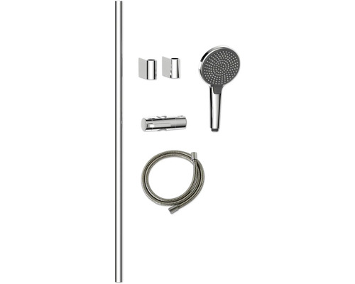 Sprchová tyč s ručnou sprchou, sprchovou hadicou a držiakmi