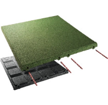 Zelené a čierne dlaždice na ochranu proti pádu s pripojovacími kolíkmi.