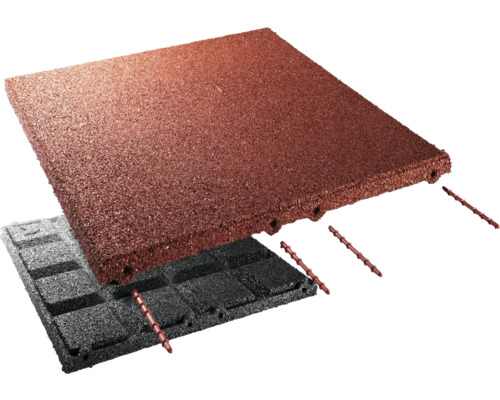 Štvorcová doska z gumového granulátu na ochranu proti pádu so spojovacími kolíkmi