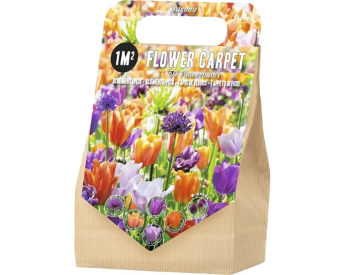 Cibuľoviny kvetinový koberec mix 'Saxony' s tulipánmi a okrasným cesnakom na plochu 1 m² Cibuľoviny kvetinový koberec mix 'Saxony' s tulipánmi a okrasným cesnakom na plochu 1 m²