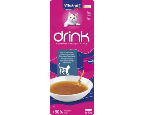 Vitakraft Drink nápoj pre mačky na podporu príjmu vody, 5 krát 30 gramov