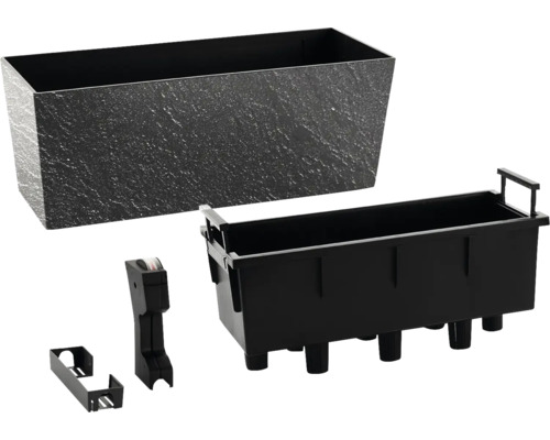 Kvetináč s vložkou a príslušenstvom pre balkónové zábradlie