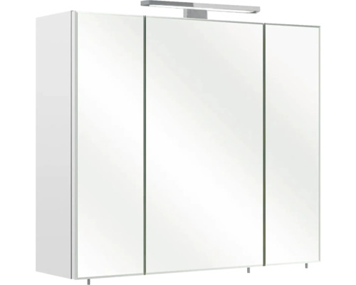 Zrkadlová skrinka s osvetlením Quickset 70 x 20 x 60 cm lesklá biela 40.407108 Zrkadlová skrinka s tromi dvierkami a osvetlením