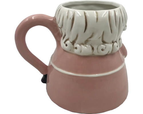 Keramický hrnček v tvare figúrky s rúčkou