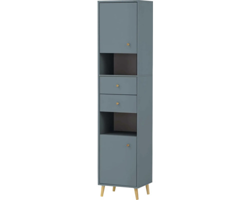 Kúpeľňová skrinka vysoká Möbelpartner Bjarne fjord 40,3 x 180,6 x 33,1 cm 153175 Úzka vysoká skrinka s dvierkami, zásuvkami a otvorenými policami