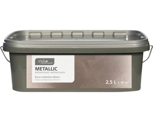 Farba na stenu StyleColor Metallic 2,5 l ružové zlato Vedro metalickej farby s objemom 2,5 litra