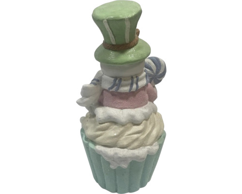 Dekoratívna figúrka cupcaku s klobúkom a cukrovou palicou