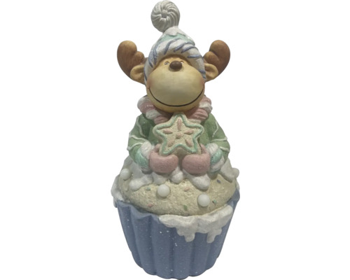 Dekoratívna figúrka losa v tvare muffinu s hviezdou